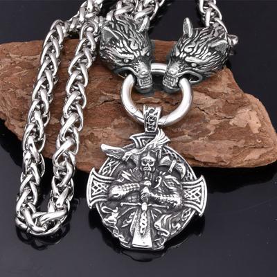 1 Stück Herren Vintage Wikinger Odin Tomahawk Krähe Anhänger Halskette, nordische Halskette Punk Hip Hop Halskette Damen Amulett Schmuck Zubehör Geburtstagsgeschenk