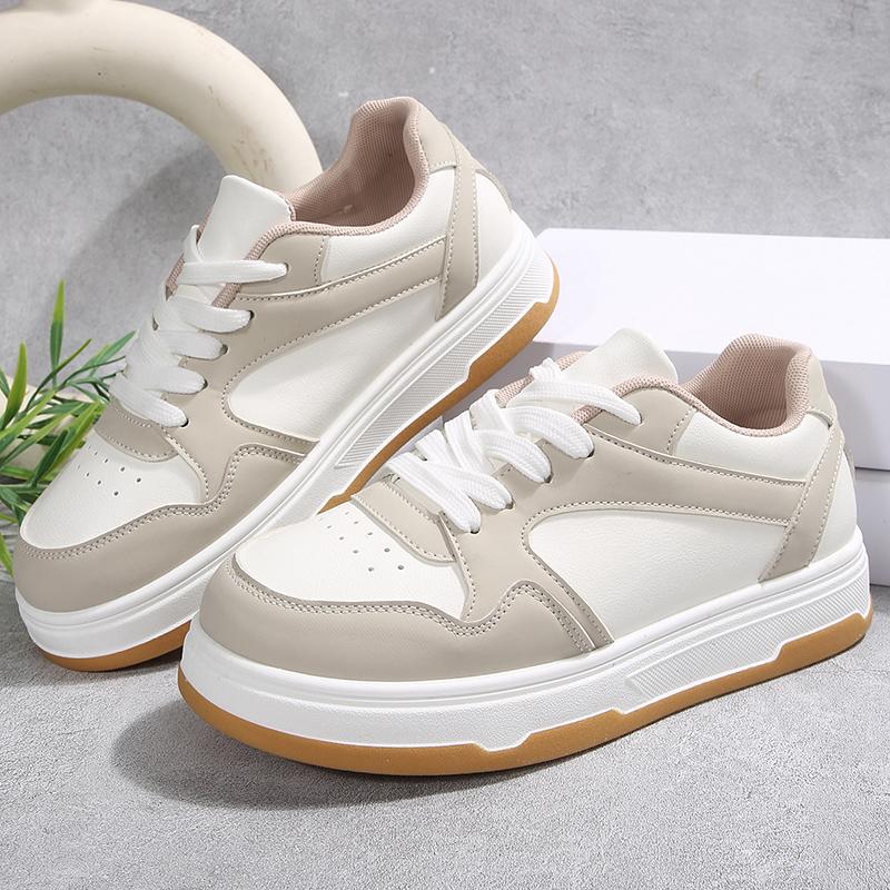 Fashion Pu Leather Thick Bottom Casual Sneakers Women Spring Autumn Platform Sports Shoes Woman Comfort Lace Up Vulcanized Shoes Female