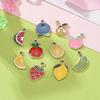 FASHEWELRY 40Pcs Alloy Fruit Theme Enamel Charms 10 Styles Cute Orange Peach Blueberry Strawberry Dangle Pendants Light Gold Plated for Jewelry