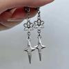Cross Flower Star Earrings - Hypoallergenic Y2K Gothic Punk Silver Pendant, Nickel-Free