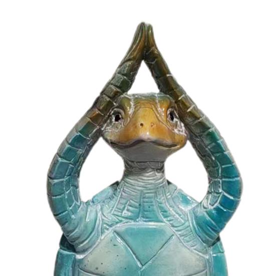 Yoga Meditation Sitting Turtle Figurine Resin Sea Turtle Statue Model Animal Sculpture Ornament Indoor Outdoor Garden Home Office Decoration