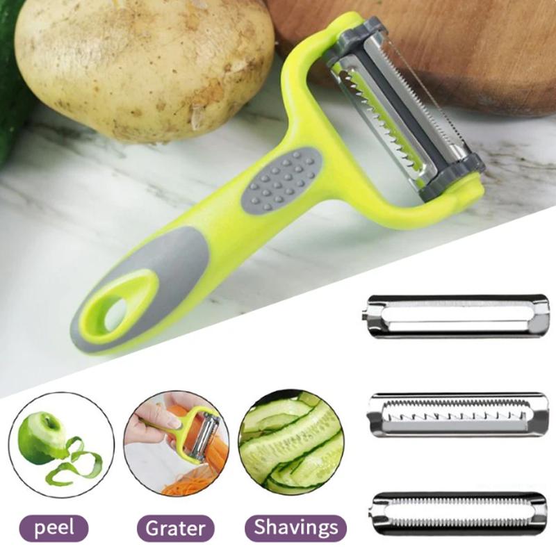 Stainless Steel Paring Knife Multi-function Rotary Peeler 3-in-1 Grater Multi-purpose Planer Kitchen Tools