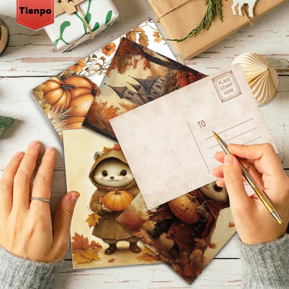 32pcs, Autumn Limited Edition, Harvest Season Postcard, Autumn Fairy Tale Postcard, Wall Sticker, Mailing Card, Greeting Car