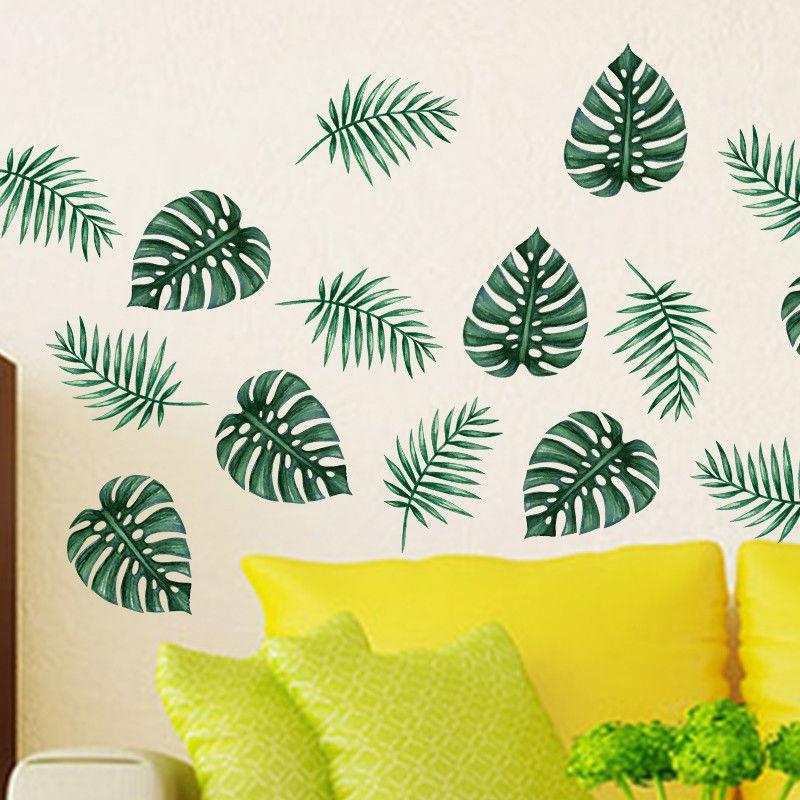 Buy Wall Sticker Green Palm Leaves Removable PVC Art Decal Mural DIY