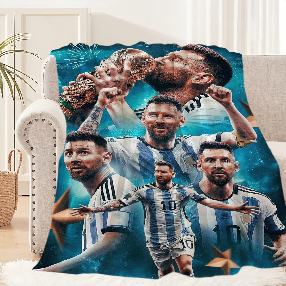 Football Superstar Blanket Plush Nap Sofa rug for Cool-M-Messi-s Living Room Warm Office Bedroom Birthday Home Travel Kid Gifts