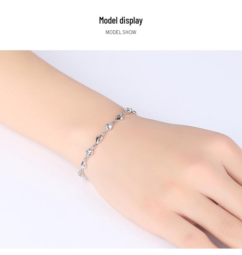Min Yue S925 Sterling Silver Zircon Heart Bracelet - Women's Elegant Fashion Jewelry for Qixi Valentine's Day