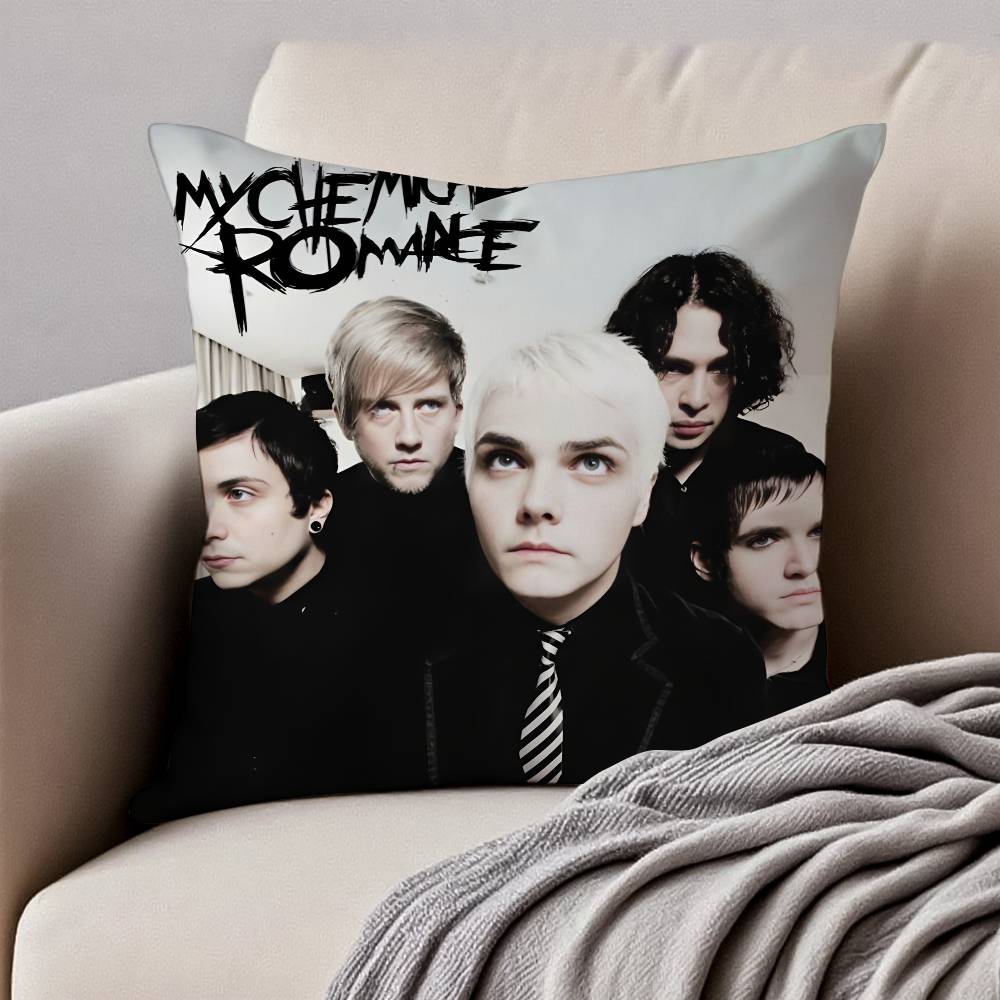 My C-Chemical Romance Pillow Case Anti-dustmite Pillowcase Invisible zipper silky short plush Sofa cushion cover