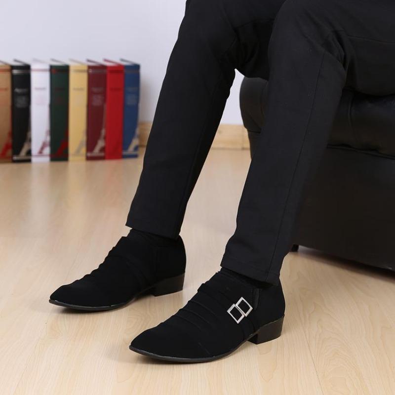 Suede British Style Solid Color Social Shoe Male Black Official Party Legitimate Leather Casual Italian Suit Men's Formal Shoes