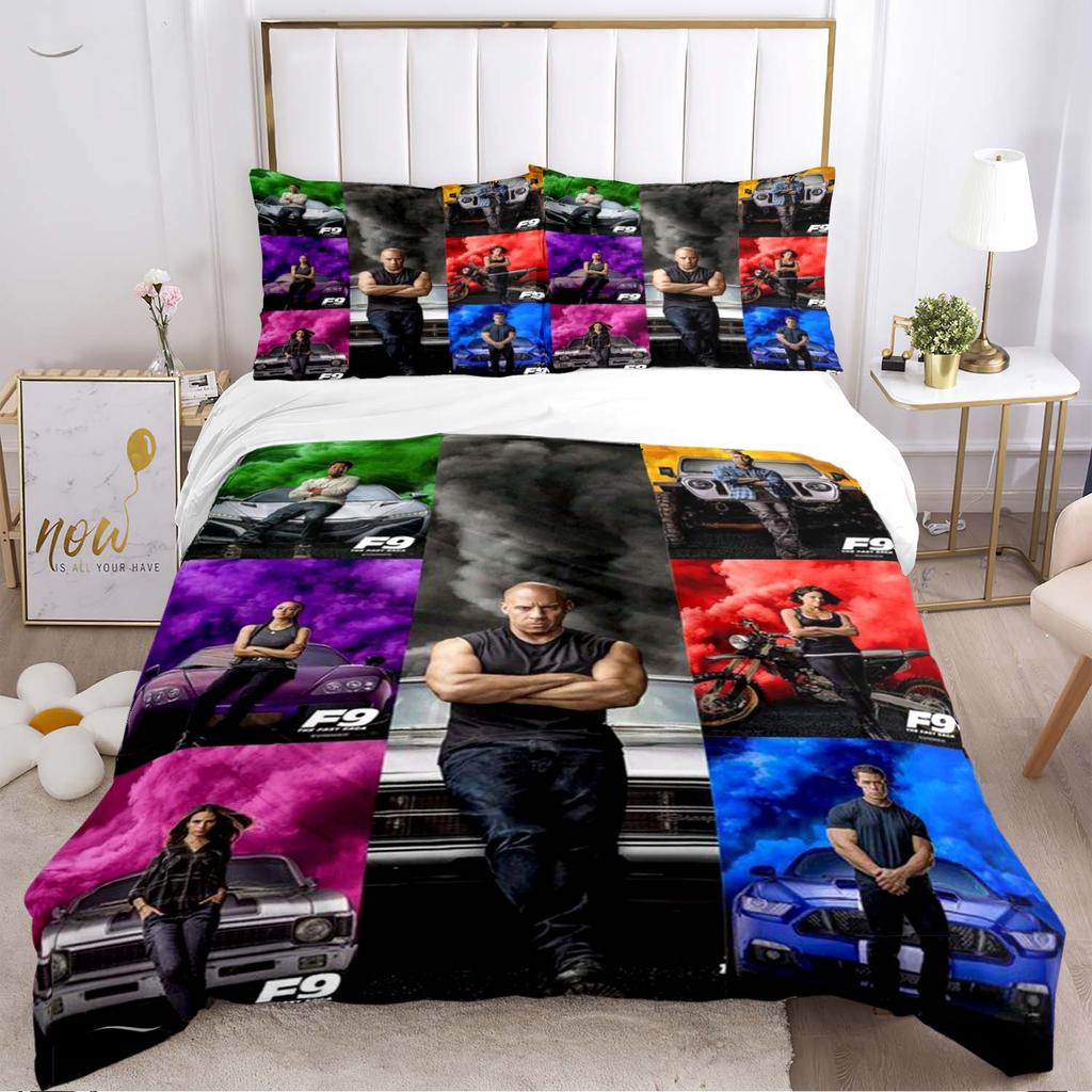 Zestawy pościeli z nadrukiem filmów akcji, męski zestaw poszwy na kołdrę do szybkiej jazdy, luksusowy zestaw pościeli z kołdrą, prezent urodzinowy