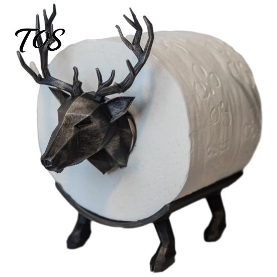 Tissue Dispenser 3D Printed Elk Toilet Paper Holder, Stable Base Bathroom Roll Minimalist Organizer Dispenser, Waterproof PLA Decorative Towel
