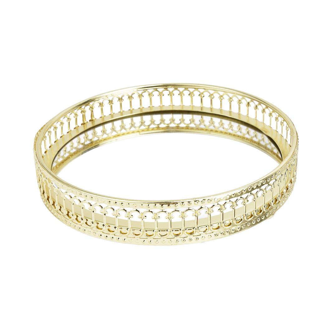 Spiegelablage Dekorativ Nordische Eisenkunst Gold Rund Leichter Luxus Schminktisch Organizer Klein Vertikaler Maserungstyp