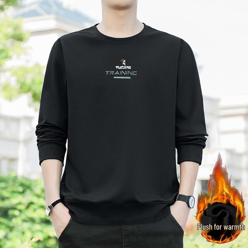 Men's Woodpecker Casual Long-Sleeve T-Shirt, 2025 Spring/Autumn, Plus Size Loose Fit, Round Neck Handsome Sweatshirt.