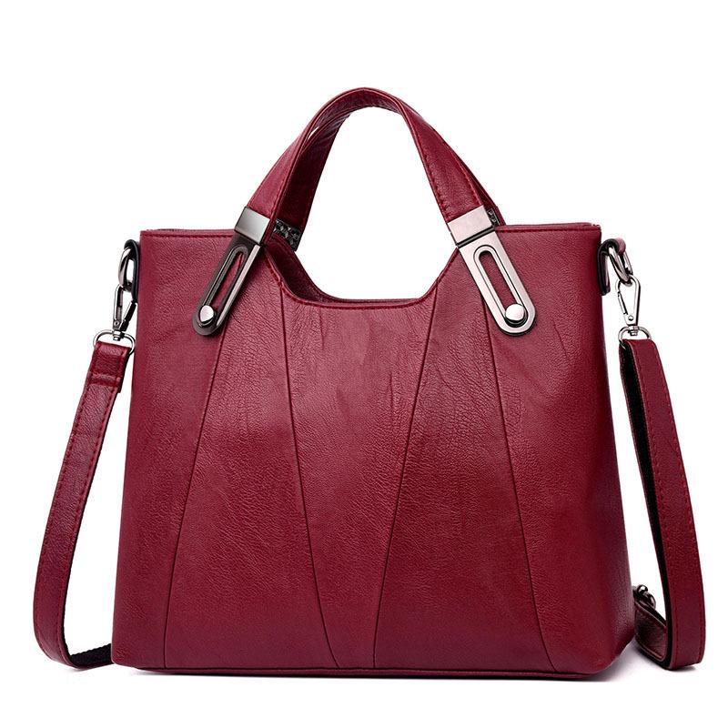 2024 Soft Leather Fashion Handbag for Middle-aged Women: Large Capacity, Versatile Single Shoulder or Crossbody Bag