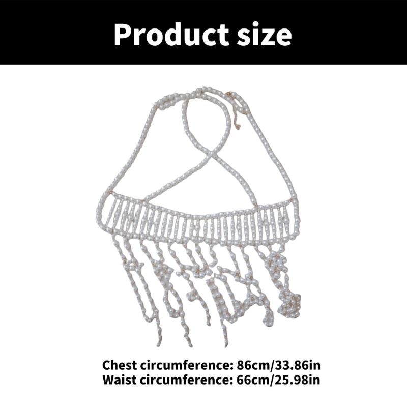 Elegant Pearls Chest Chain with Rhinestones Layered Crystal Body Chain Jewelry for Women Party and Festival Wear