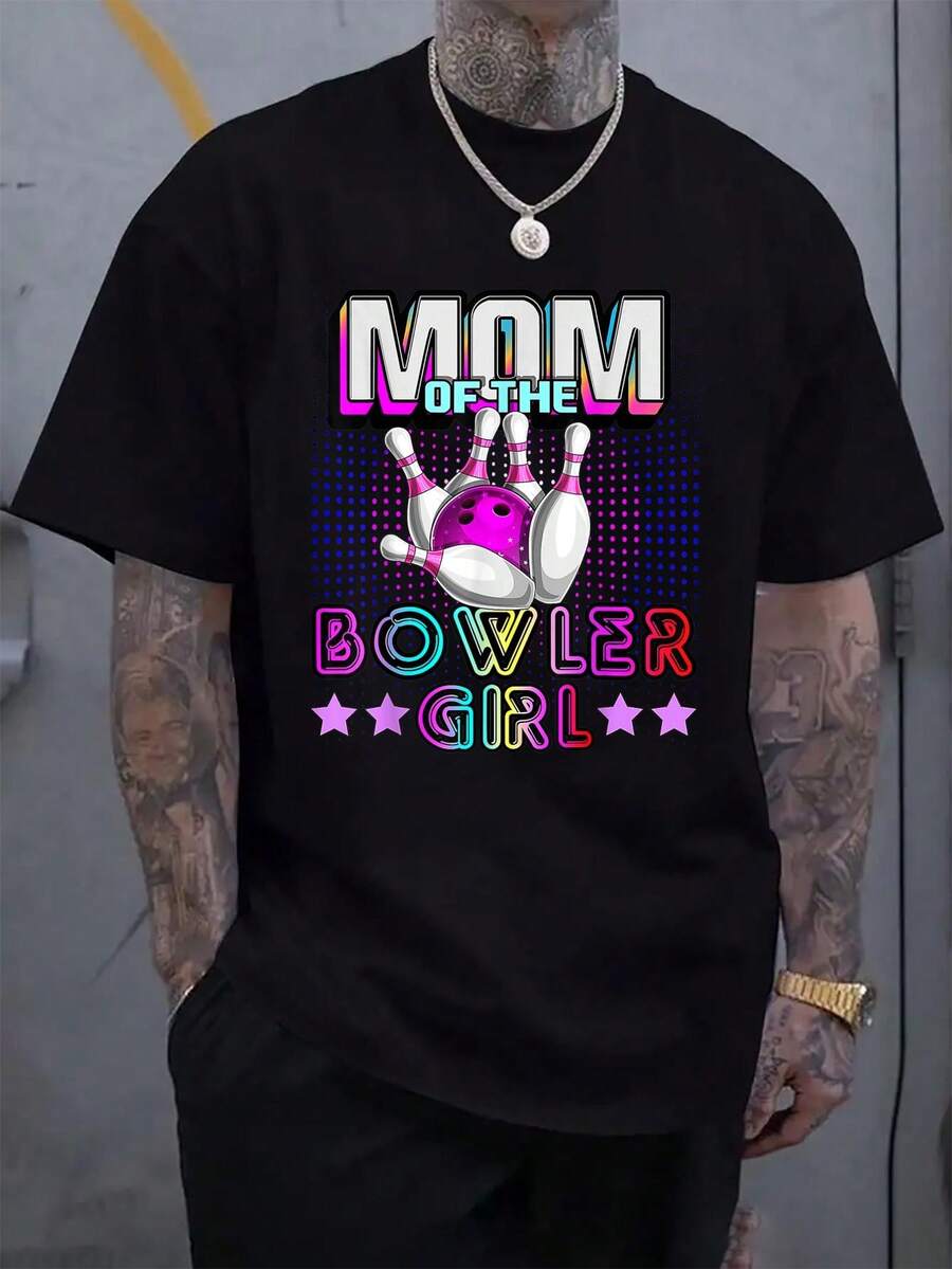 100% Cotton Mom Of The Bowler Girl Matching Family Bowling Birthday T-Shirt Women s Men s Graphic Tee S разноцветный