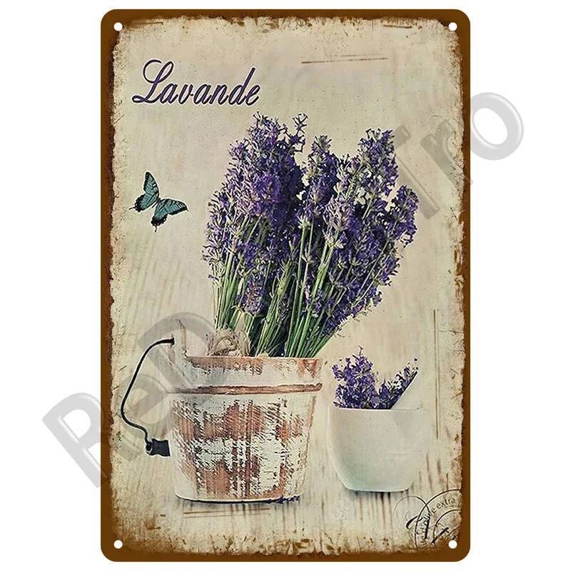 Dpc Rustic Farmhouse Theme Retro Lavender Print Wall Sign Metal Decor Home Garden Cozy Plaque