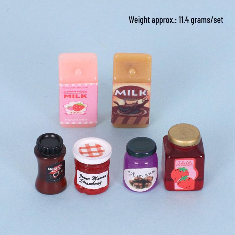 Mini Kitchen Dining Set with Dollhouse Food and Table Ornaments