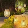 Boho-Style Handmade Solar Powered Rattan Chandelier - Waterproof Solar Light - with Handle, Ideal for Decorating Gardens
