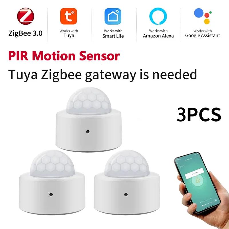 1-3PCS Zigbee PIR Motion Sensor&Light Detector Smart Wireless Infrared Sensor for Home Security Works with Alexa Smart Life App