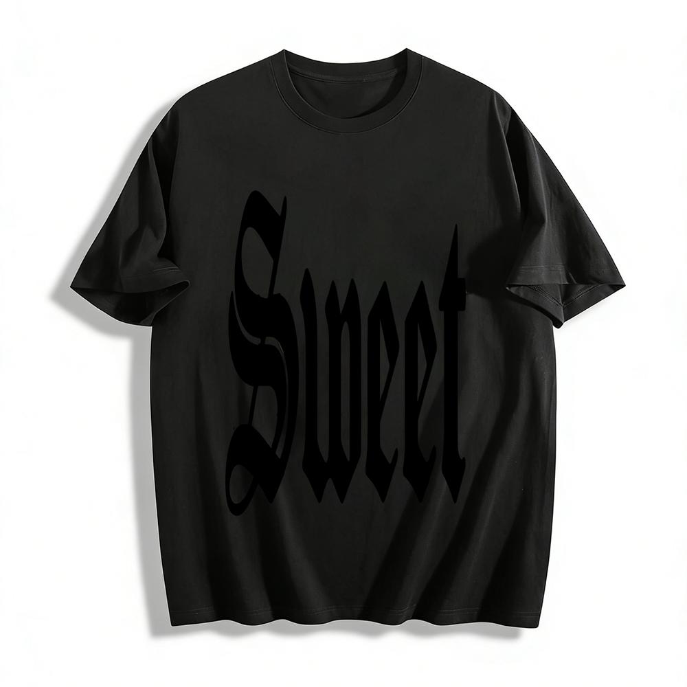 

Vintage Gothic Style Sweet Print Short Sleeve T-Shirt Unisex Loose Casual Streetwear Crewneck Top Pure cotton T-shirt 6XL