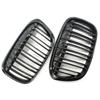 Car Front Bumper Grille For BMW X1 F48 F49 2016-2018 Double Line Gloss Black- Part Numbers 51117383363, 51117383364