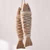 Mediterranean Hand-Carved Wooden Fish with Net Wall Hanging Ornament
