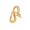 18K Gold Plated Stylish Unique Simple Double SShaped Opening Ring Stainless Steel Women Anti Allergenic Waterproof Jewelry