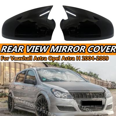 Pair Side Mirror Cover For Vauxhall Opel Astra H MK5 Door 2004-2009 Glossy Black Rearview Mirror Cover Caps Car Accessories