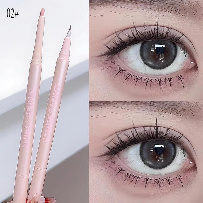 Multifunktionaler doppelseitiger Lidschattenstift für liegende Seidenraupen, Highlighter, Make-up-Stift, Nude-Flüssigkonturstift, Eyeliner, Augenaufheller, Make-up-Stick 02 gray