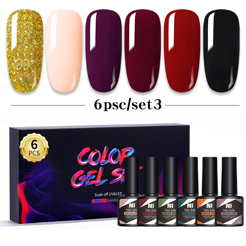Nail Polish Glue Set 8Ml 6 Bottles Boxed Nail Art Barbie Glue Japanese Nail Color Glue Phototherapy Glue