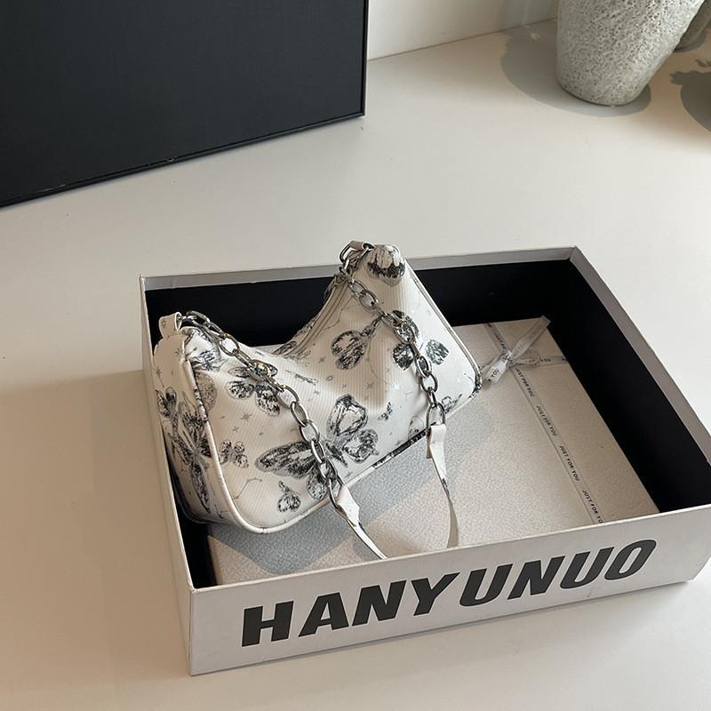 Trendy Soft Large Nylon Shoulder Bag Featuring Elegant Butterfly Print Perfect For Summer