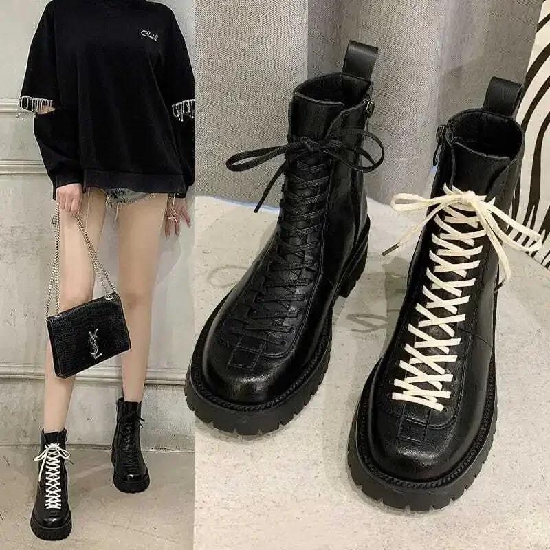 Fashion Booties Trend 2024 Ankle Boots for Women Black Platform Chunky Woman Short Shoes Large Size Warm Fashion Sale Footwear Pu Winter