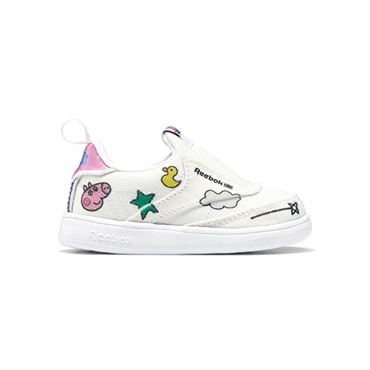 Peppa Pig X Reebok Club C Slip-On 4 Toddler Play Dreamy Baby Sneakers White Footwear-White Core-Black H05205