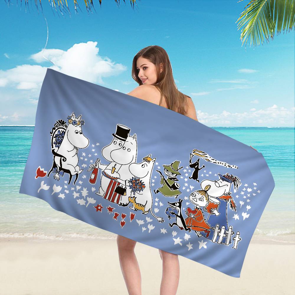 Cute M-Moomins Anime Beach Swimming Towel Soft Absorbent Washcloth Children's Gifts for Kids Travel Camping Gym