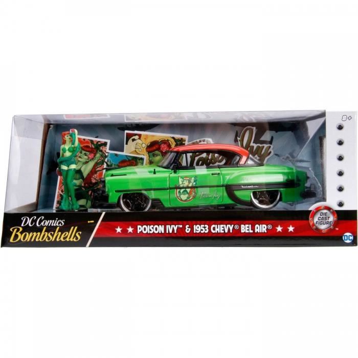 Réplique métal - JADA TOYS - Chevy Bel Air Hard Top 1953 - Figurine Poison Ivy incluse
