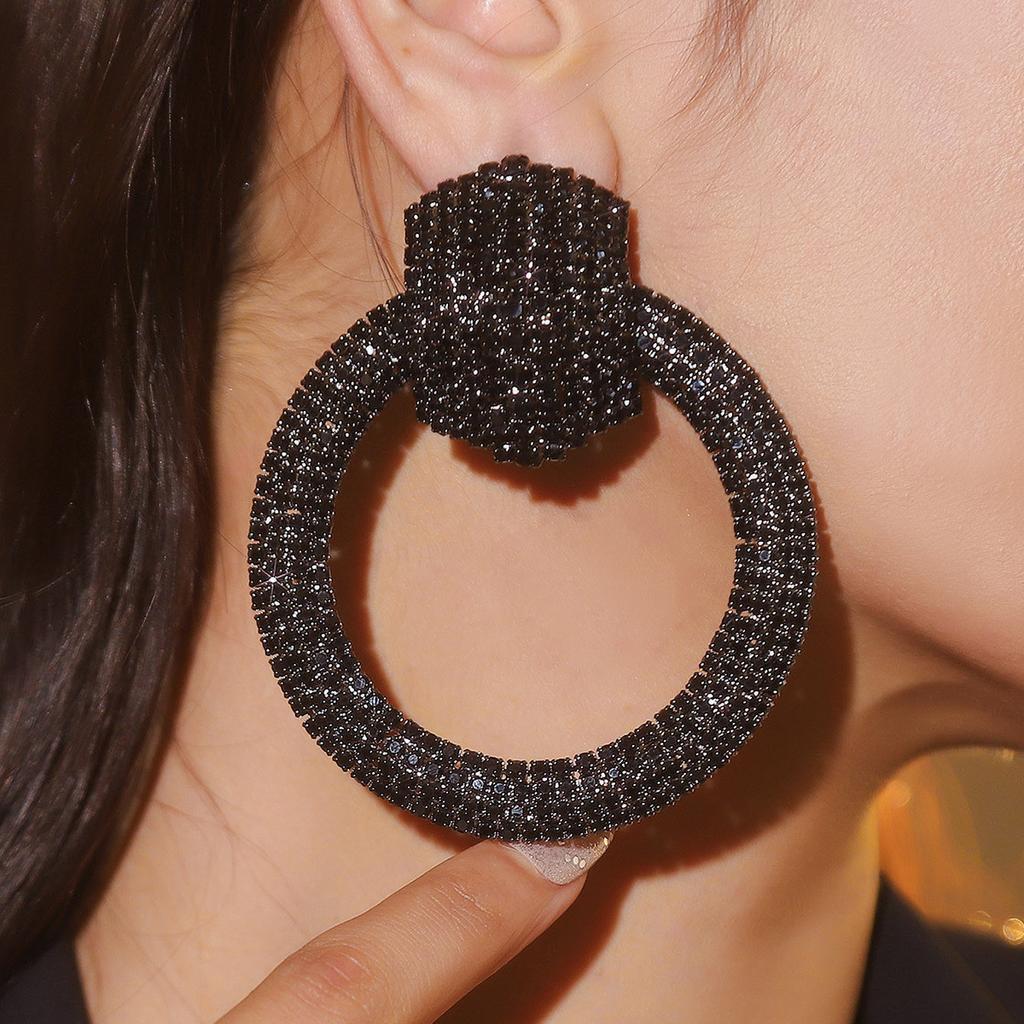 Black Does Not Lose Colour Round Earrings Personality Exaggerated Large Circle Earrings Female High-Grade Luxury Earrings Jewelry