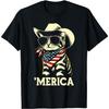 EUA 'Merica Gato 4 de Julho Homens Mulheres Crianças Camiseta Patriótica Engraçada