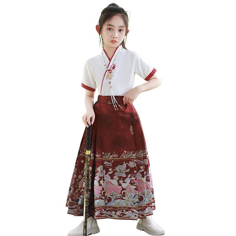 Girls' Chinese-Inspired Summer Hanfu Set – Ming & Tang Dynasty Style