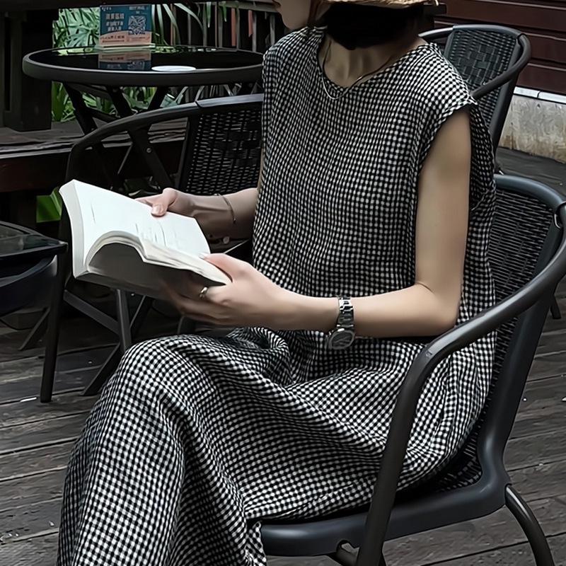 

2025 Plaid Korean-Style Sleeveless Dress - Loose, Slimming, Versatile Extra Large