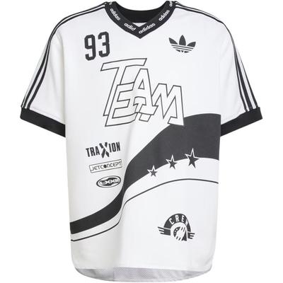 adidas Originals Adilenium 2 Seizoen Team 93 Gestreept Letter Zachte V-hals Ademend Los Kort Ruitjes Shirt Heren shirt Wit JN0808