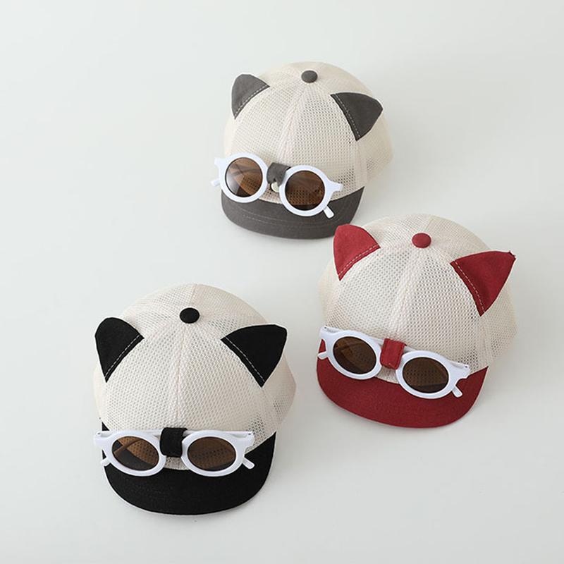 Cute Baby Baseball Cap With Detachable Sunglasses Summer Mesh Infant Duck Tongue Cap Kids Boys Girls Sun Hat