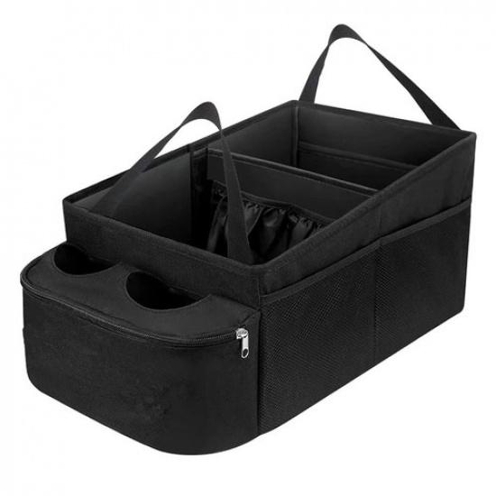 Car Trunk Organizer Bag Waterproof Organization Storage Box with 2Bag Cup Holder