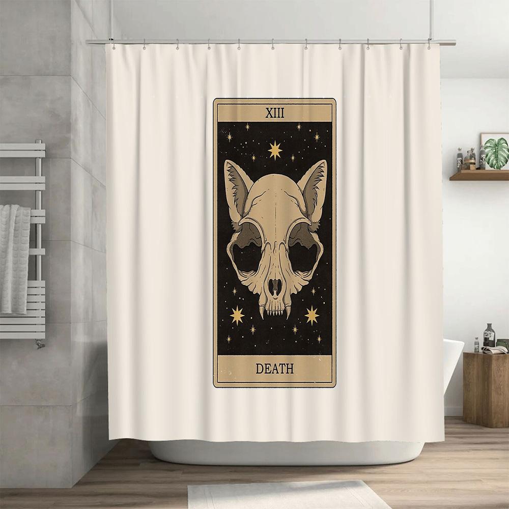 Gothic Tarot Death Shower Curtain Dark Academia Halloween Decor Macabre Horror Tapestry Spooky Room Divider Bathroom Set