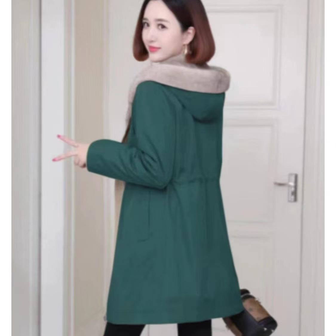 

Зимняя одежда Parker из хлопка, большой размер, искусственный мех, верхняя часть, свободная подкладка из овечьей шерсти, толстое женское пальто средней и длинной длины 5XL 185-100 kg