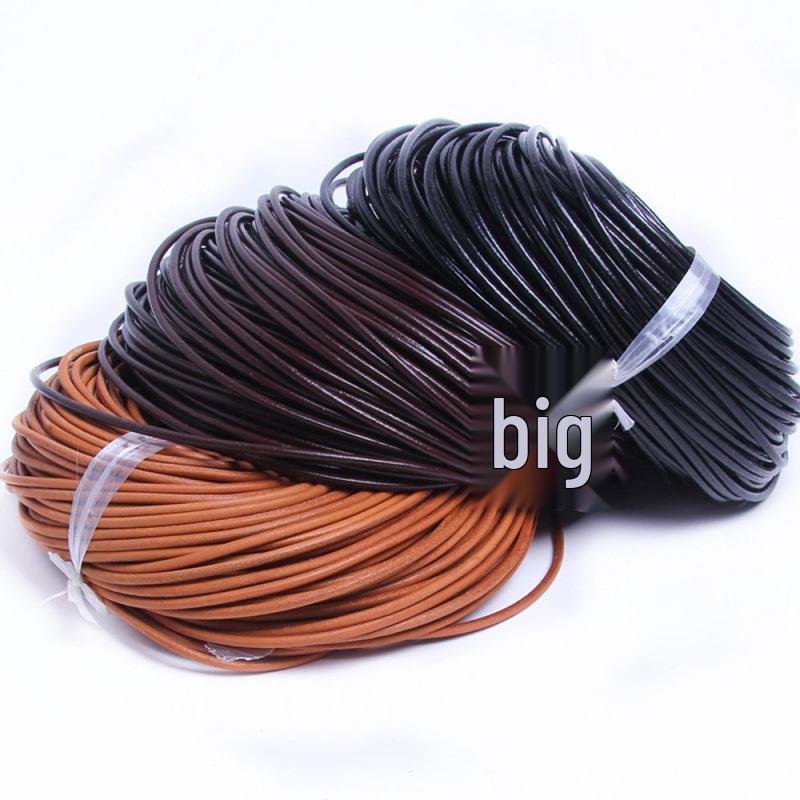 Natural Black Coffee Cowhide Rope - Multiple Specs for Jewelry DIY