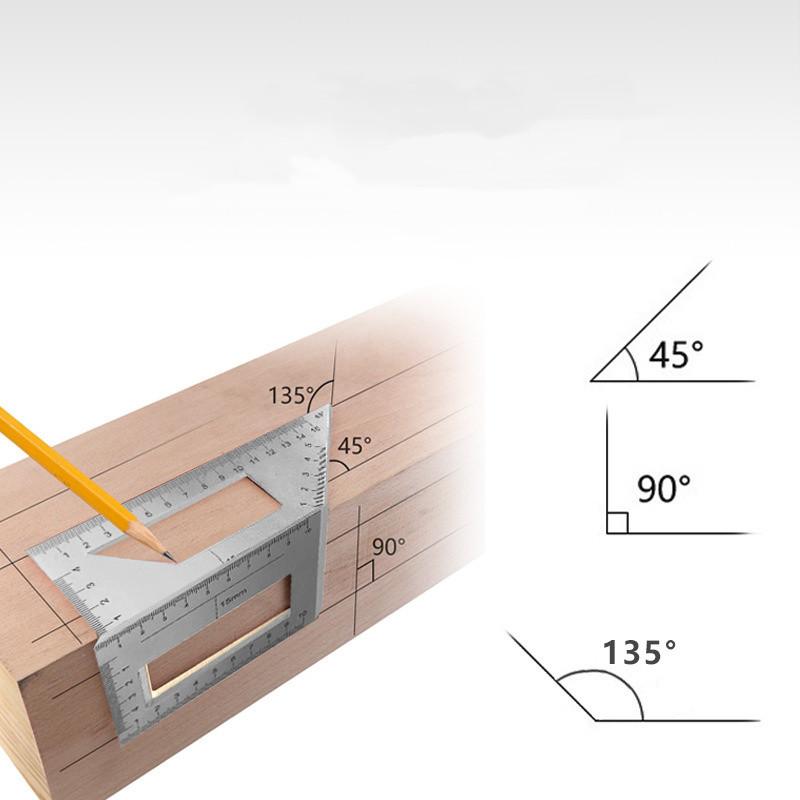 Multifunctional Square 45/90 Degree Gauge Angle Ruler Aluminum Alloy Woodworking Scribing Mark Line Gauge Measuring Tools