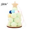 Festive Home Decoration Plush Christmas Tree Ornament, Cute Pom Balls Tree-Shaped Hanging Pendant Round with Star Topper for Wreath Party Handmade