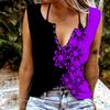 Women Tanks Sexy V Neck Sleeveless Summer Tops Vest 3D Graffiti Flowers Print Cool Lightweight Tops