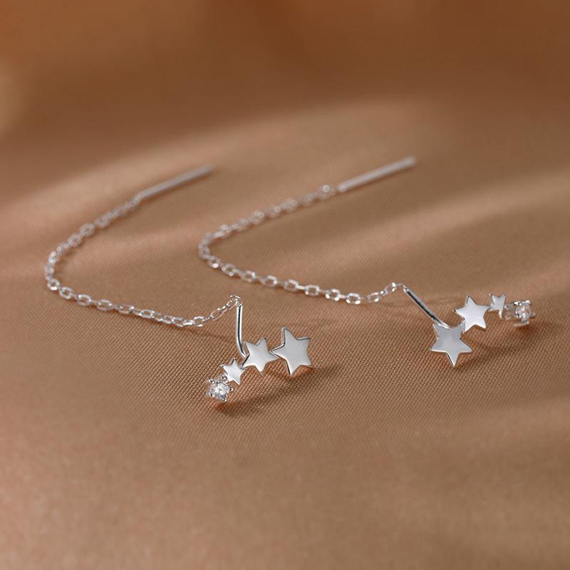 Trend Long Wire Tassel Thread Chain Climb Star Heart Beads Pendants Drop Earring