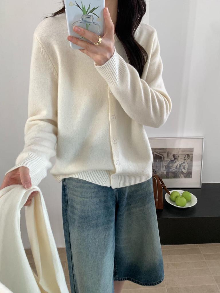 Women's 100% Wool Knit Cardigan Coat - Korean Style, Long Sleeve, Early Autumn Shawl